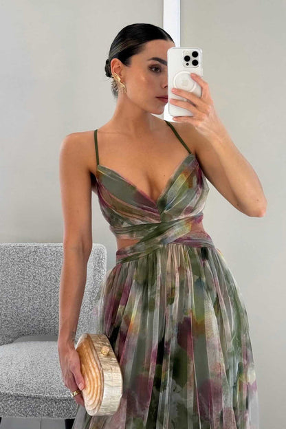 Elowen | Painted V-neck Maxi Dress