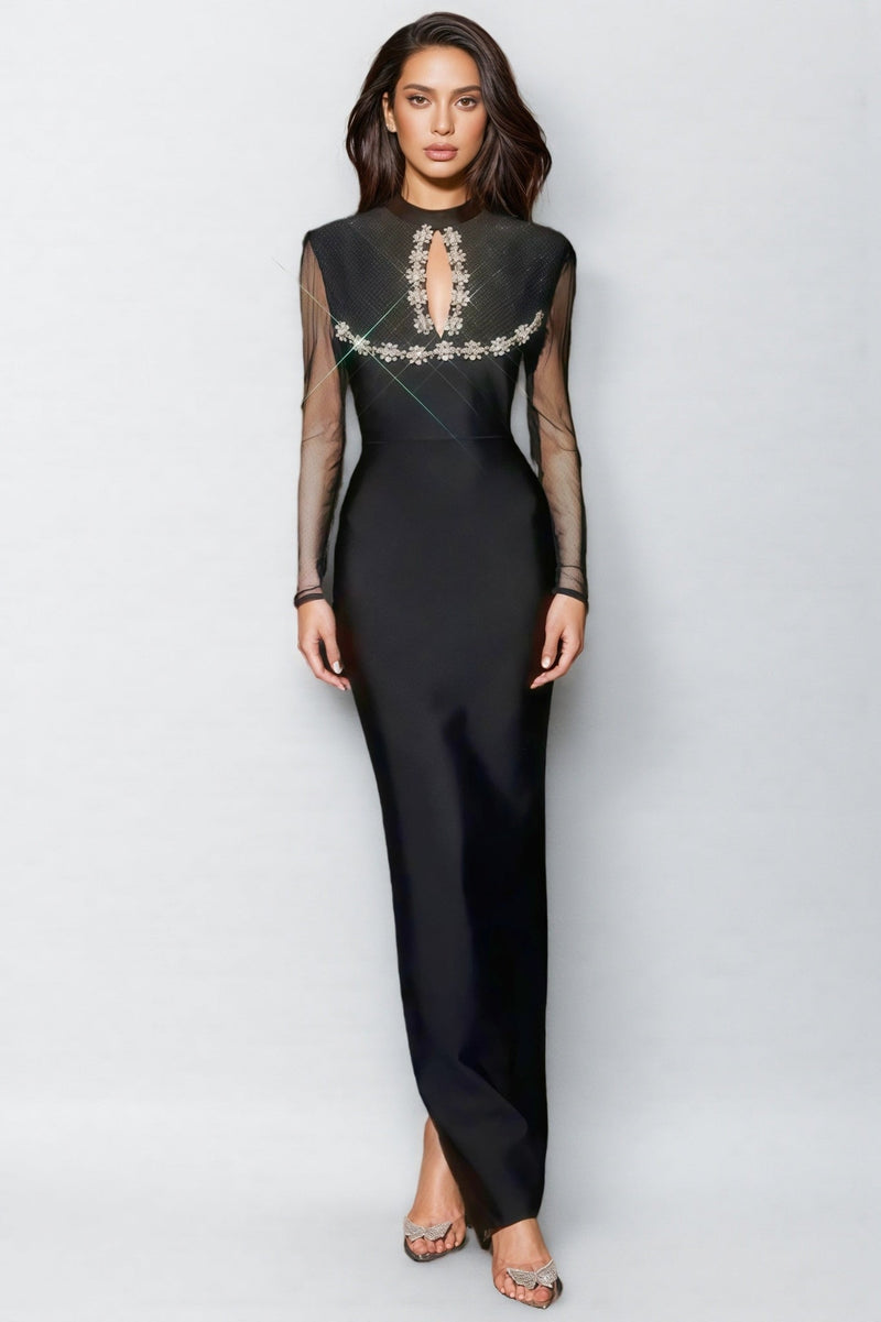 Garela Cutout Crystal Bandage Maxi Dress