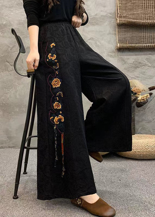 Style High Waisted Embroidered Wide Leg Pants Summer Bv048