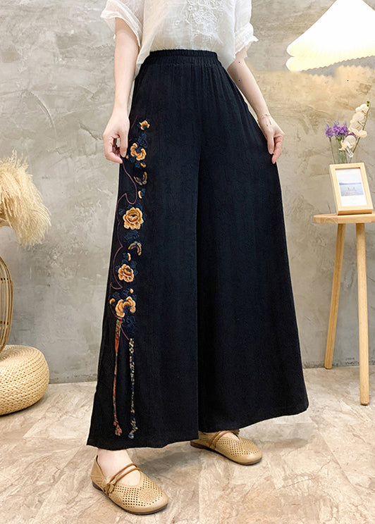 Style High Waisted Embroidered Wide Leg Pants Summer Bv048