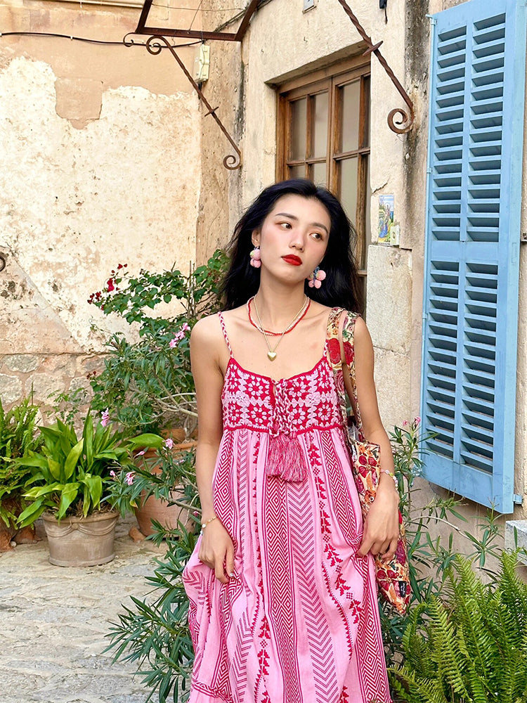 Embroidered Maxi Dress Summer Holiday Outfit