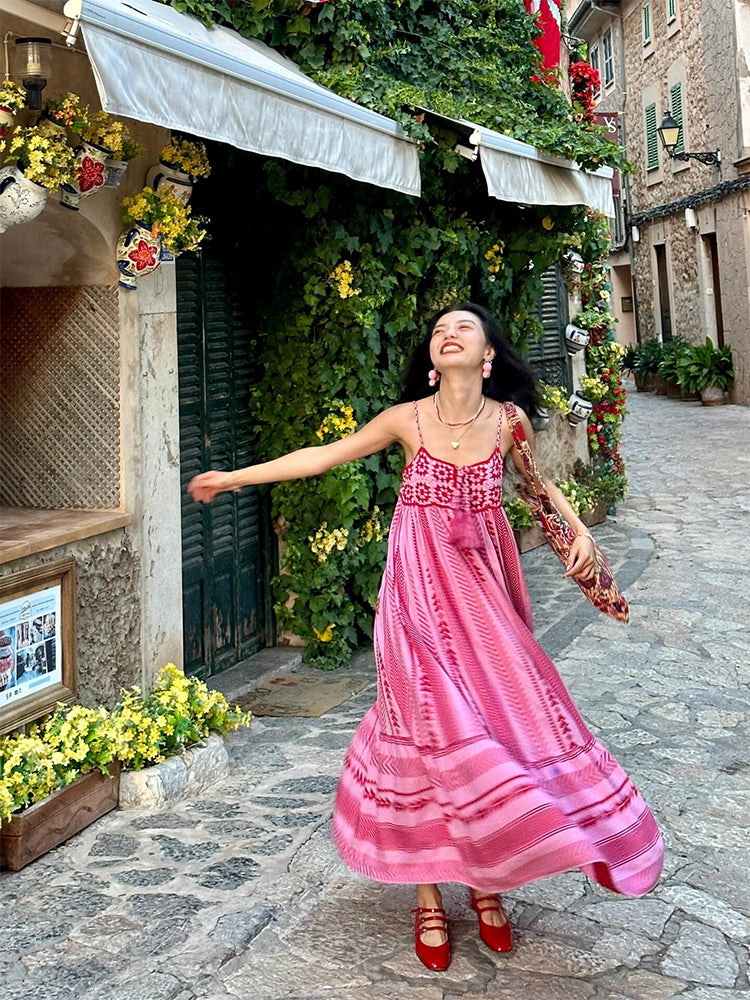 Embroidered Maxi Dress Summer Holiday Outfit