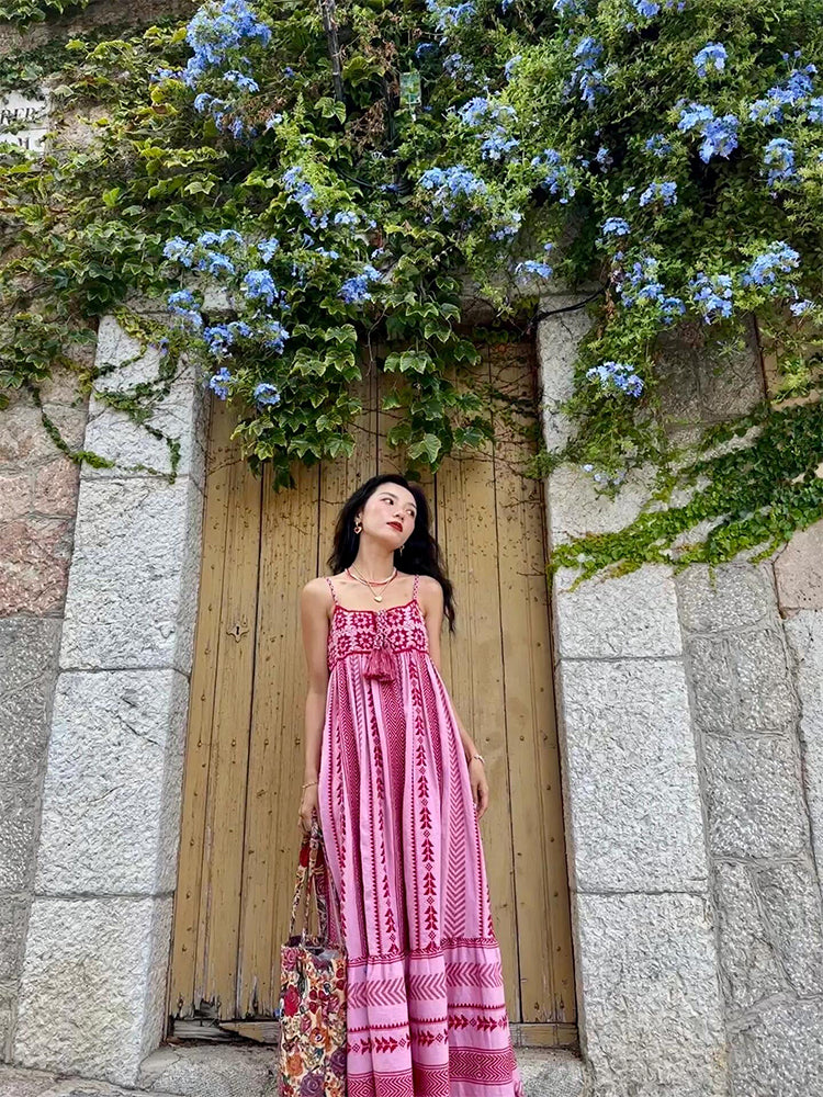 Embroidered Maxi Dress Summer Holiday Outfit