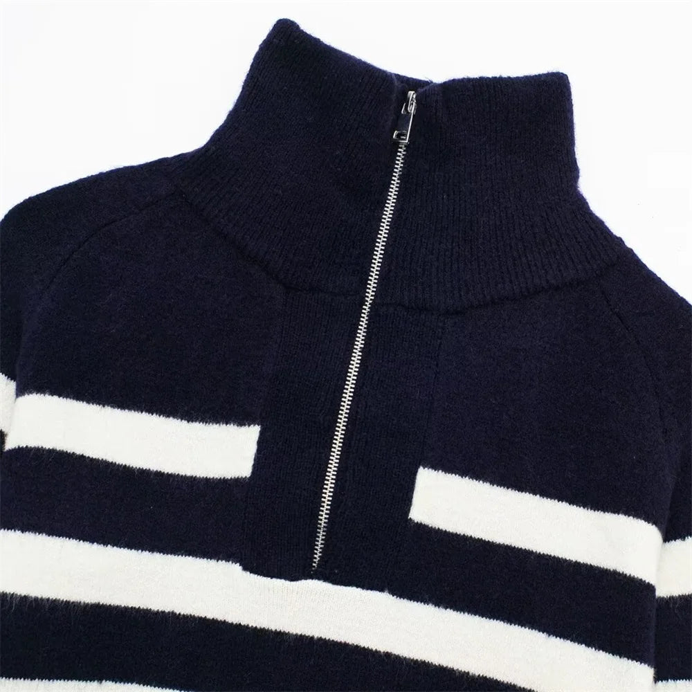 American Style Long Striped Knitted Sweater