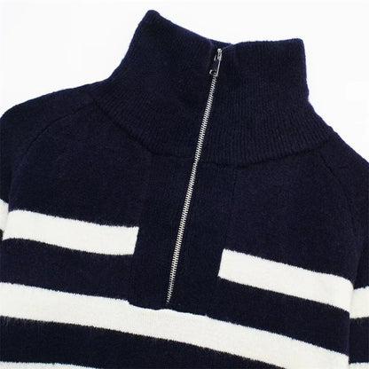 American Style Long Striped Knitted Sweater