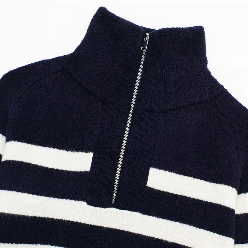 American Style Long Striped Knitted Sweater