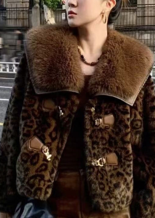 European and American Style Leopard Mink Hair Leather and Fur Coat Spring Yy014