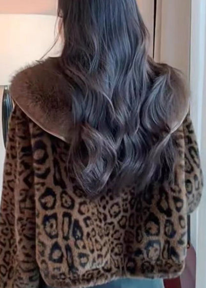 European and American Style Leopard Mink Hair Leather and Fur Coat Spring Yy014