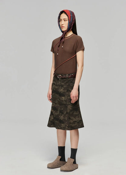 Ribbed T-shirt With Contrast Stitching