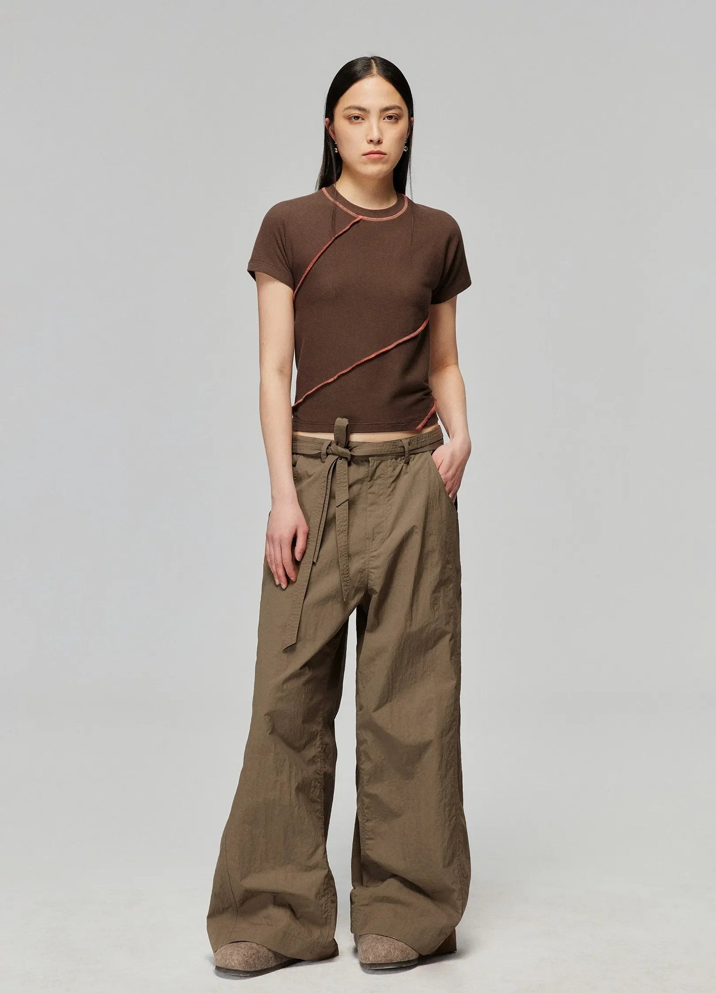 Ribbed T-shirt With Contrast Stitching