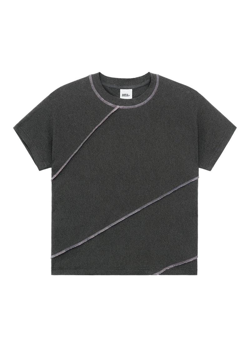 Ribbed T-shirt With Contrast Stitching