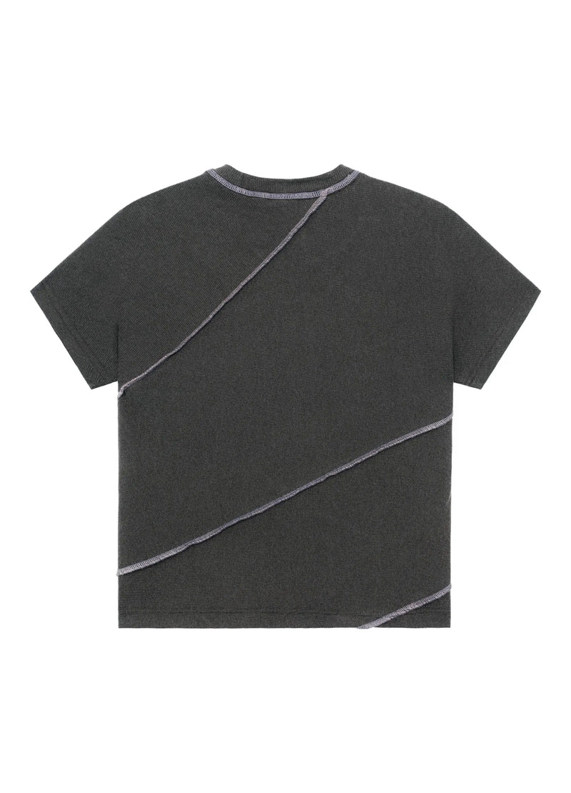 Ribbed T-shirt With Contrast Stitching