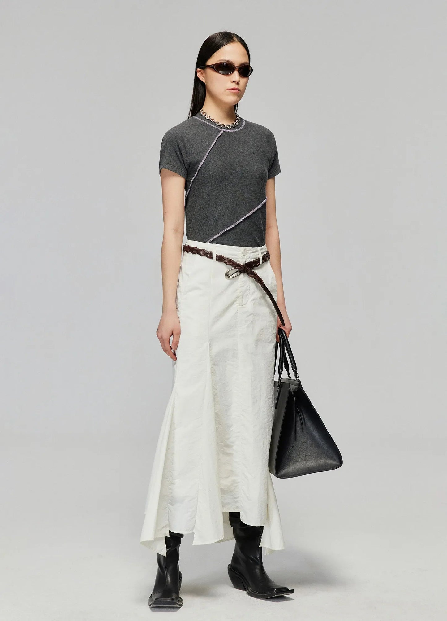 Ribbed T-shirt With Contrast Stitching