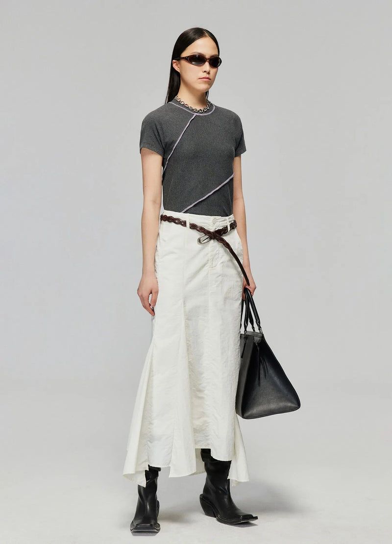 Ribbed T-shirt With Contrast Stitching