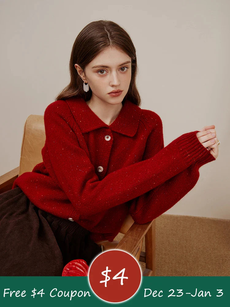Full Sleeve Loose Layup Knitwear Red Sweater