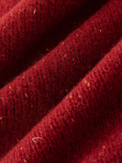 Full Sleeve Loose Layup Knitwear Red Sweater