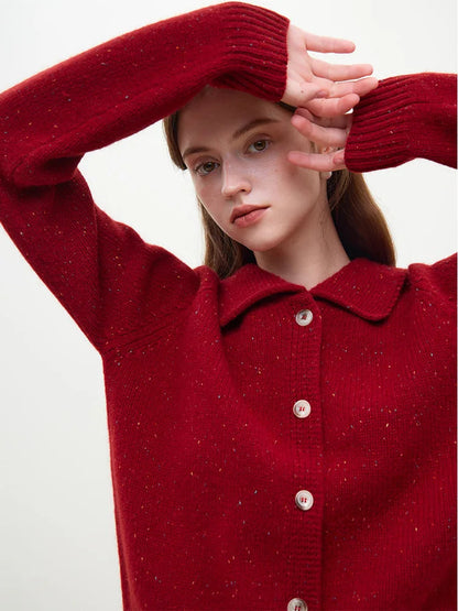 Full Sleeve Loose Layup Knitwear Red Sweater
