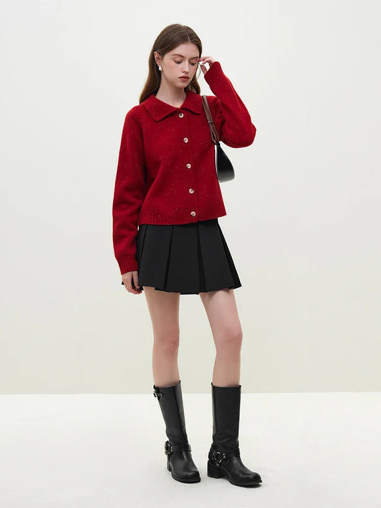 Full Sleeve Loose Layup Knitwear Red Sweater