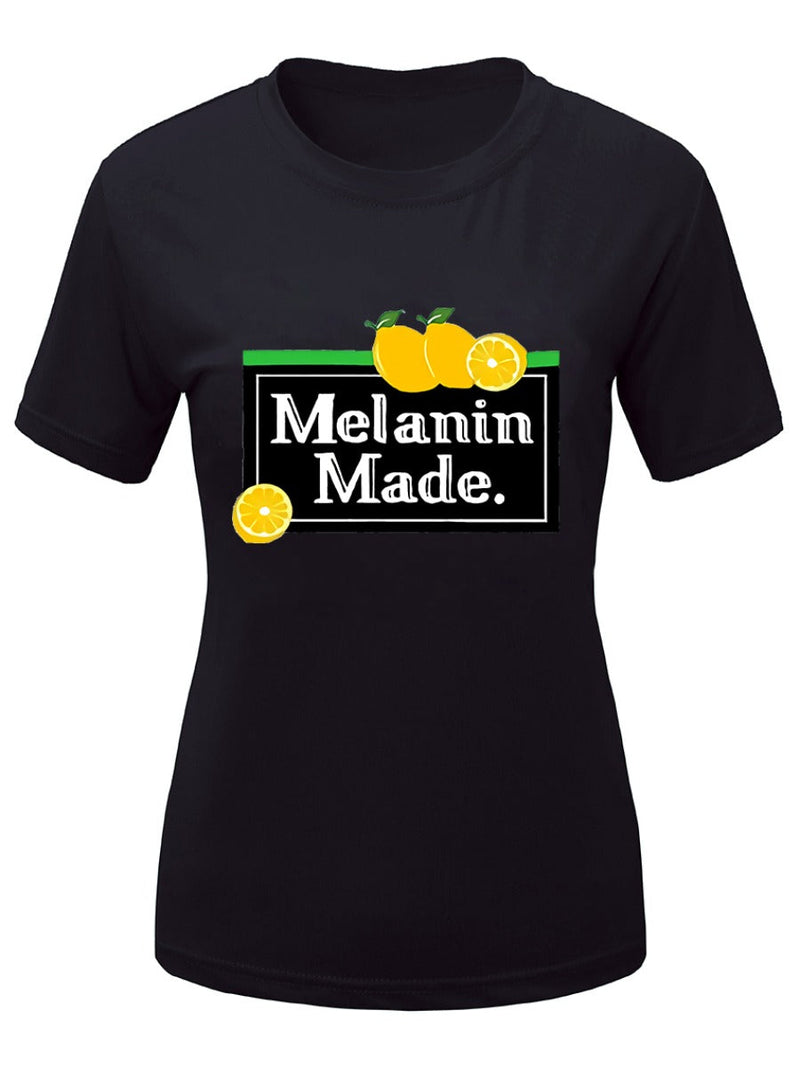 Lemon Melanin Made Letter Print T-shirt Ar500