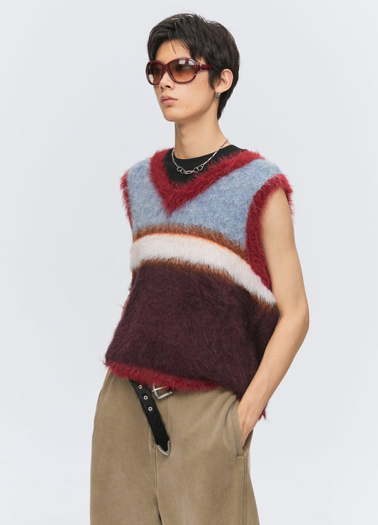 Versatile Fuzz Knit Sweater Vest