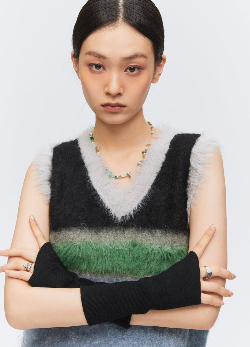 Versatile Fuzz Knit Sweater Vest