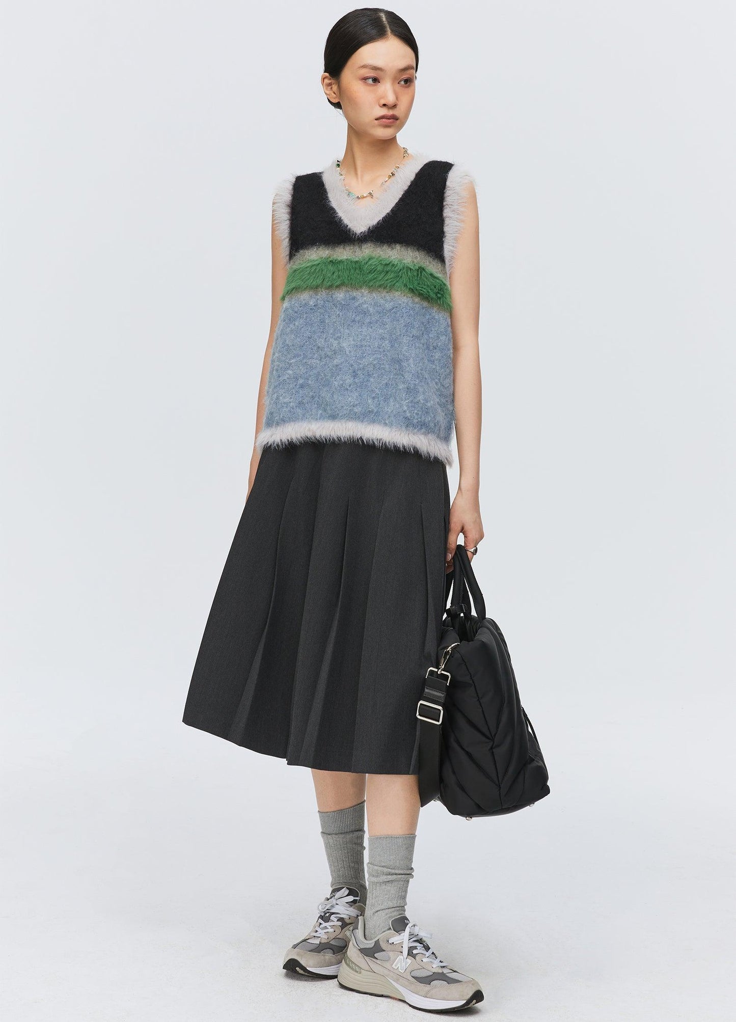 Versatile Fuzz Knit Sweater Vest