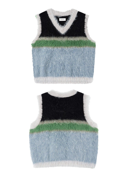 Versatile Fuzz Knit Sweater Vest