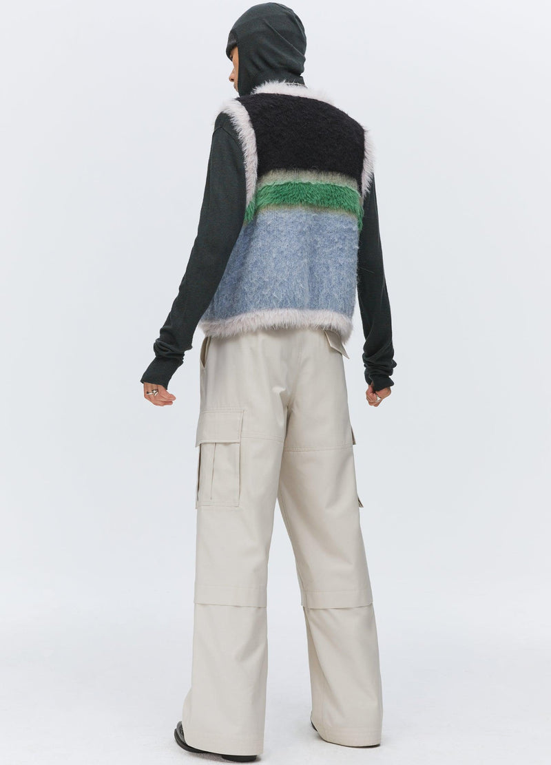 Versatile Fuzz Knit Sweater Vest