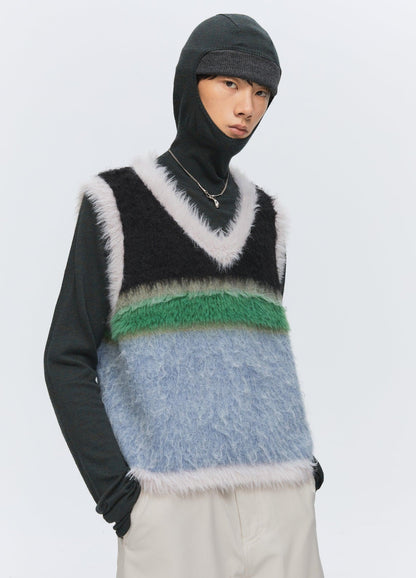 Versatile Fuzz Knit Sweater Vest
