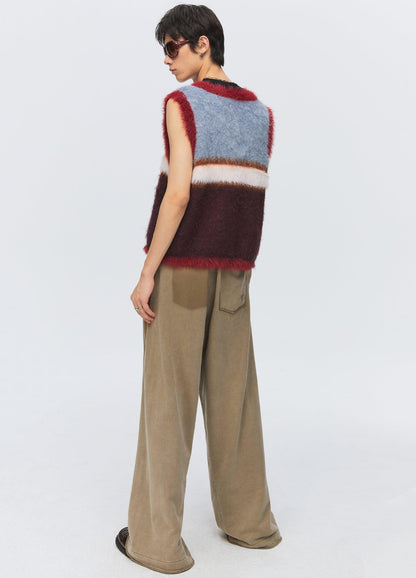 Versatile Fuzz Knit Sweater Vest