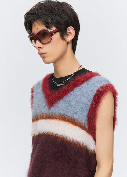 Versatile Fuzz Knit Sweater Vest