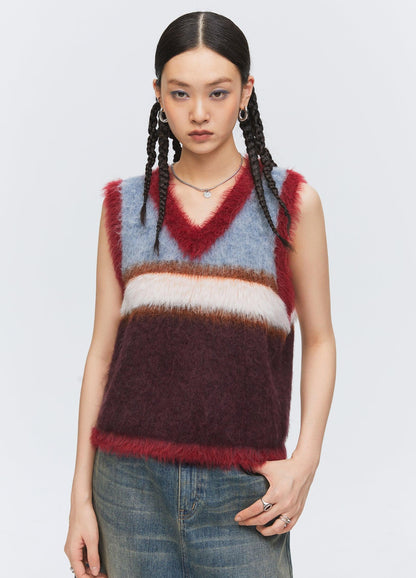 Versatile Fuzz Knit Sweater Vest