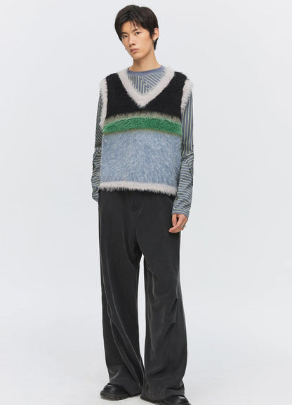 Versatile Fuzz Knit Sweater Vest
