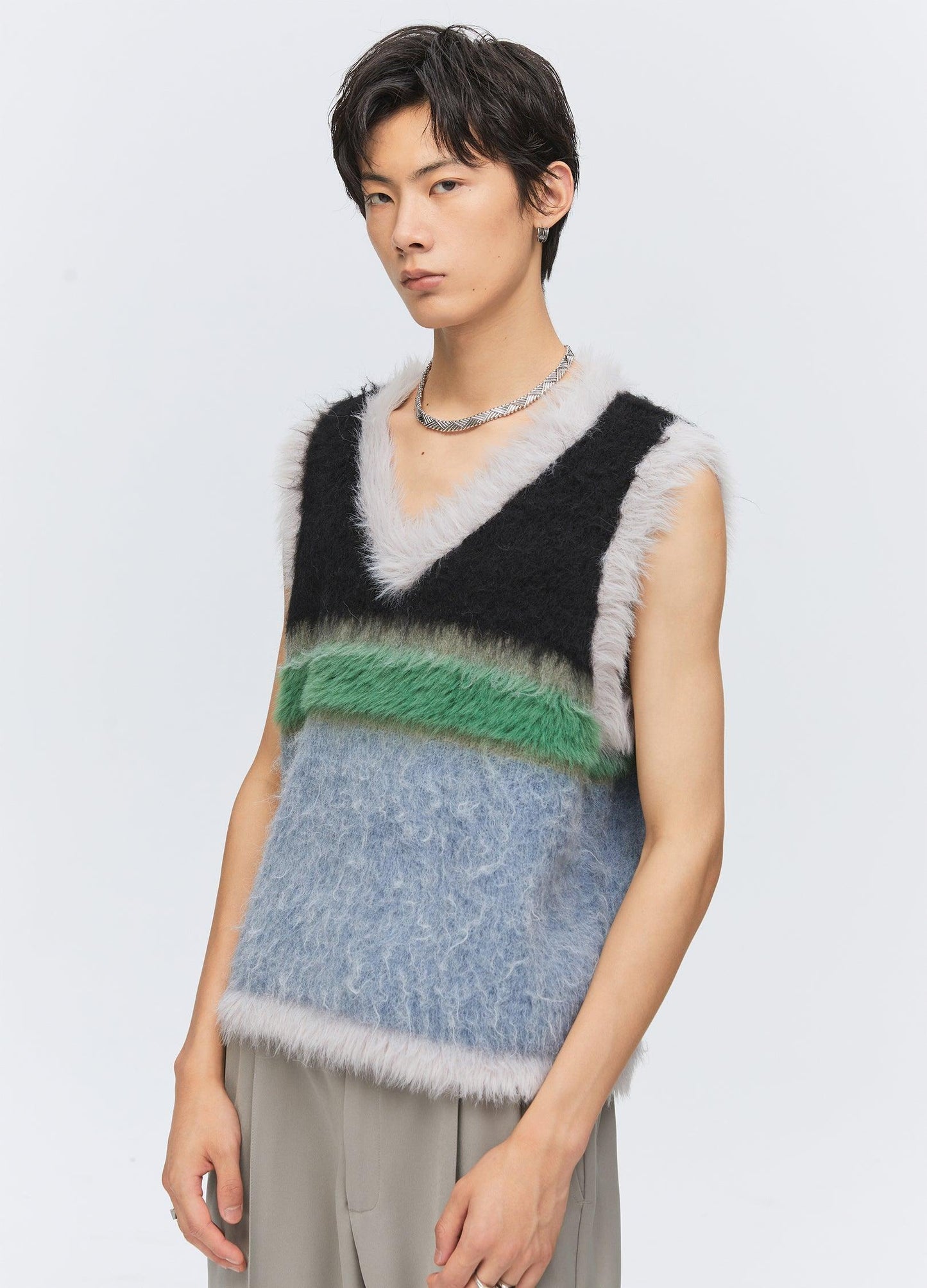 Versatile Fuzz Knit Sweater Vest