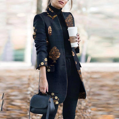 Dressbetty - Plaid Printing Long Thin Coat