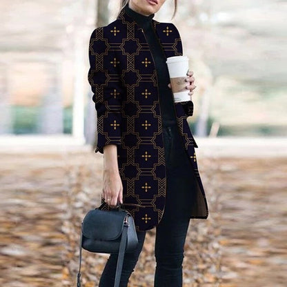 Dressbetty - Plaid Printing Long Thin Coat