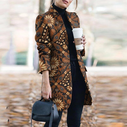 Dressbetty - Plaid Printing Long Thin Coat