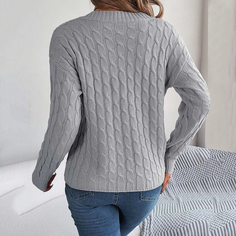 Long Autumn Winter V-neck Pullover Sweater