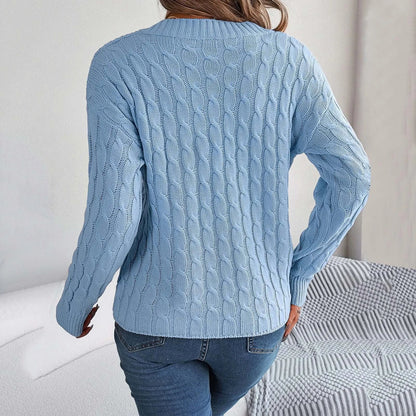 Long Autumn Winter V-neck Pullover Sweater