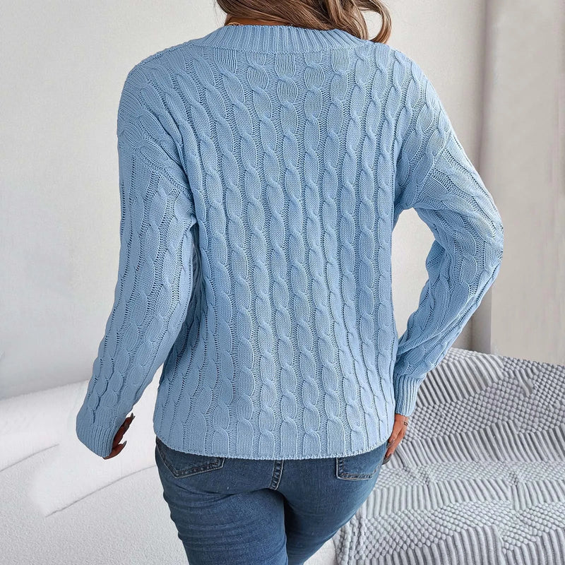 Long Autumn Winter V-neck Pullover Sweater