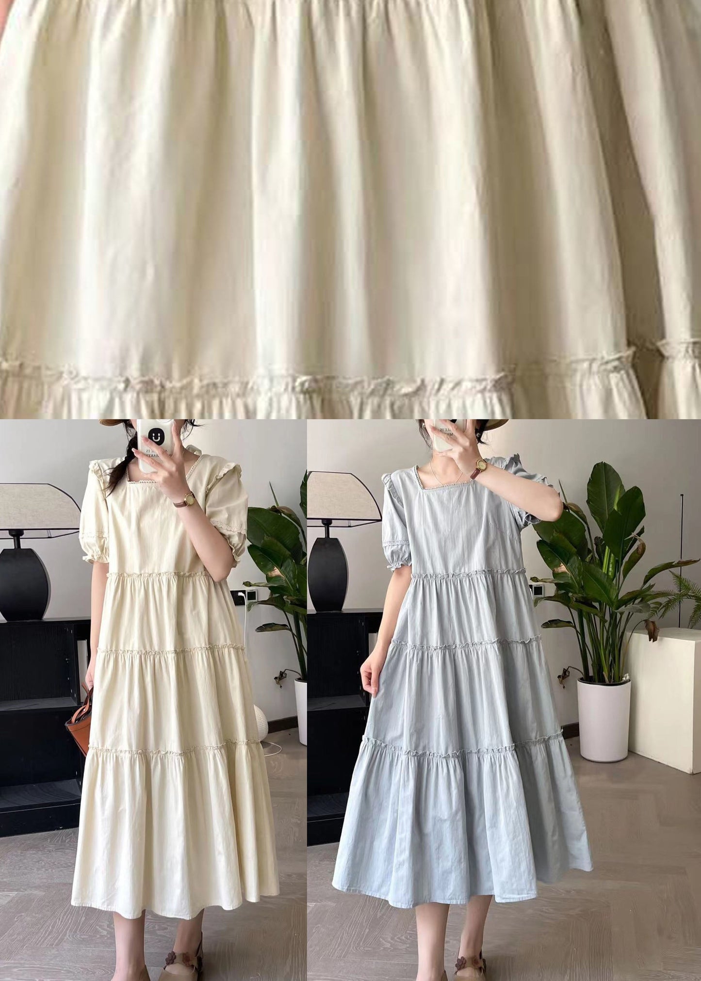 Blue Wrinkled Patchwork Vacation Maxi Dresses Summer Bv028