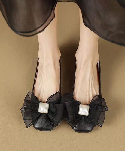 Shoes Splicing Bow for Black Flat