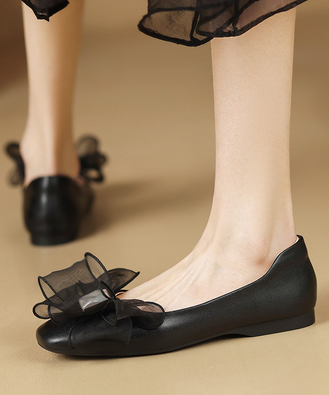 Shoes Splicing Bow for Black Flat