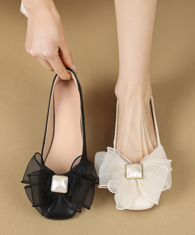 Shoes Splicing Bow for Black Flat