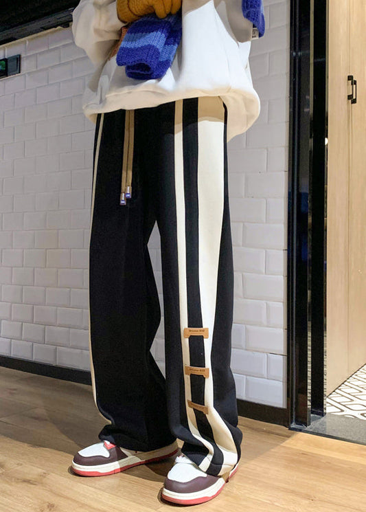 Pants Black Cotton Spring Patchwork Oversized