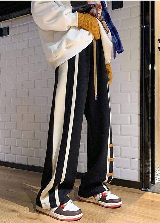 Pants Black Cotton Spring Patchwork Oversized