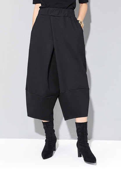 Black Pockets High Waist Crop Pants Spring Rz004