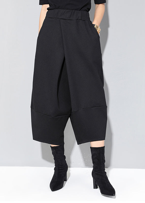 Black Pockets High Waist Crop Pants Spring Rz004