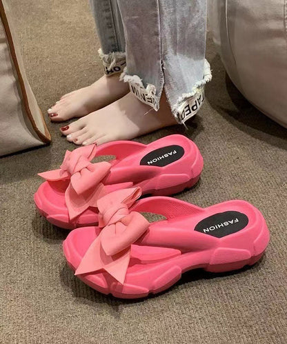 Bow Splicing Slippers Shoes Rose Peep Toe Aa020