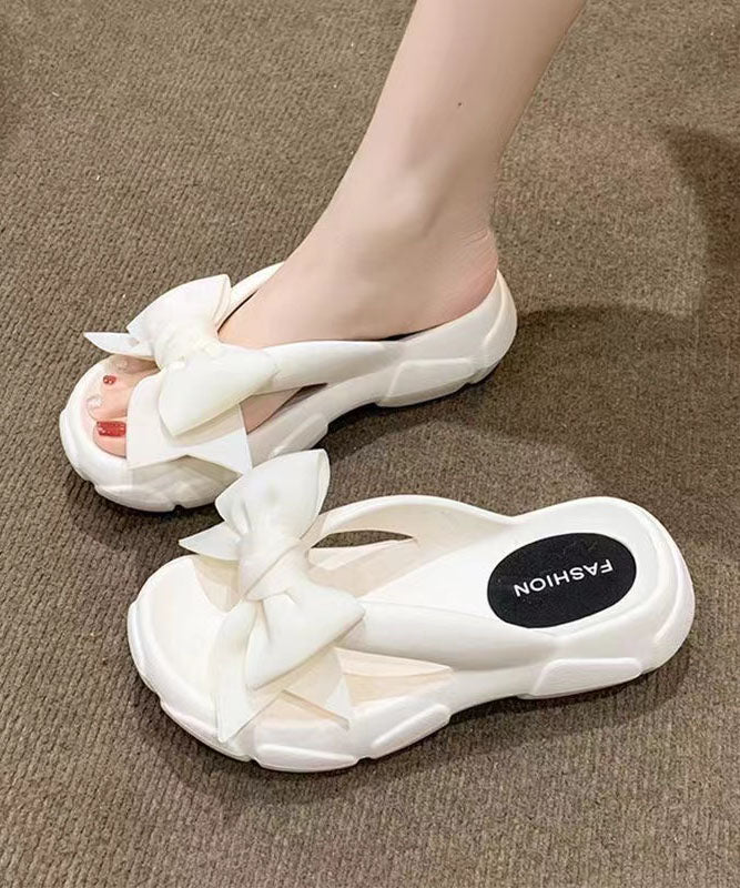 Bow Splicing Slippers Shoes Rose Peep Toe Aa020